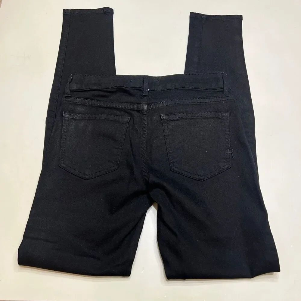 Rich & Skinny Black Croc Polished Cotton Skinny Jeans Size 25